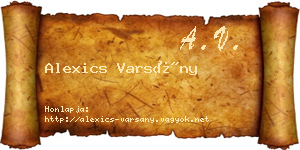 Alexics Varsány névjegykártya